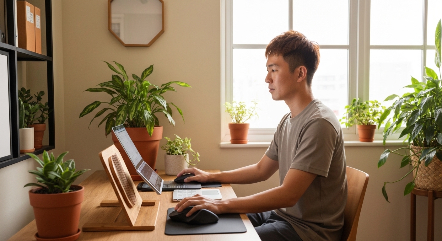 Anker Ergonomic Vertical Mouse on desk
