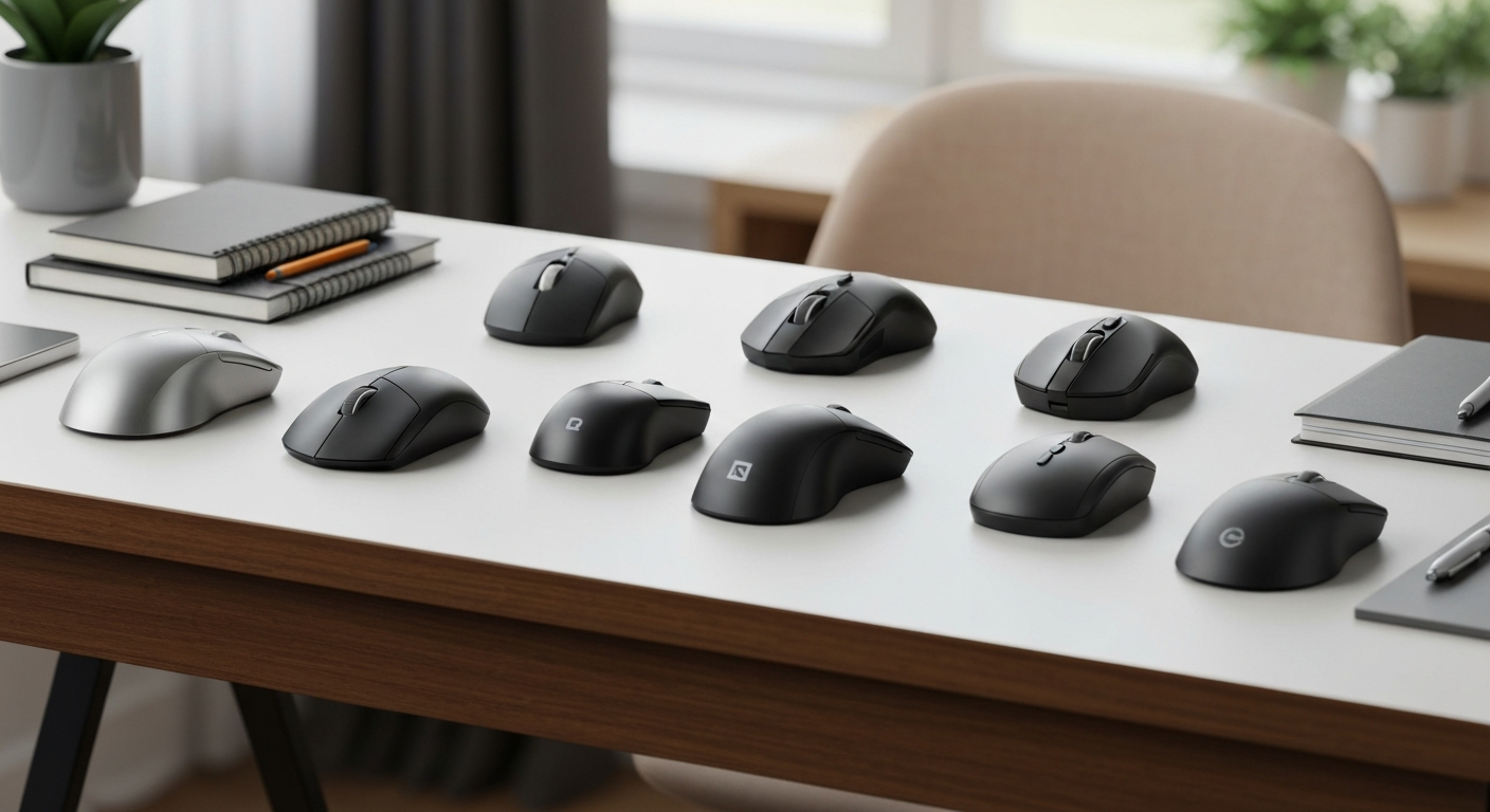 Comparison of 5 best vertical mice for remote workers showing key specs