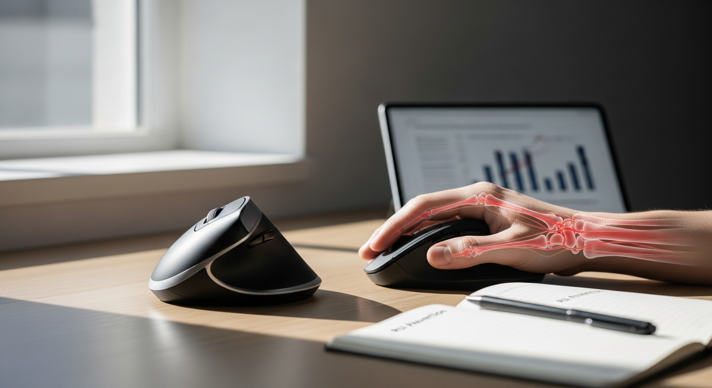 RSI anatomy diagram showing forearm pronation, wrist extension, and repetitive strain injury locations