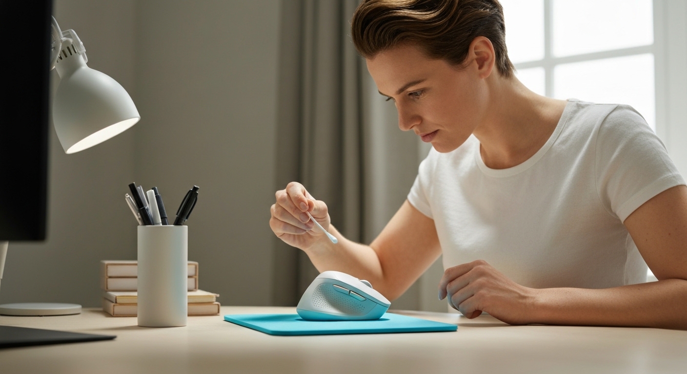 How To Clean Vertical Mouse: lifestyle image for Cleaning the Sensor (Fix Tracking Issues)