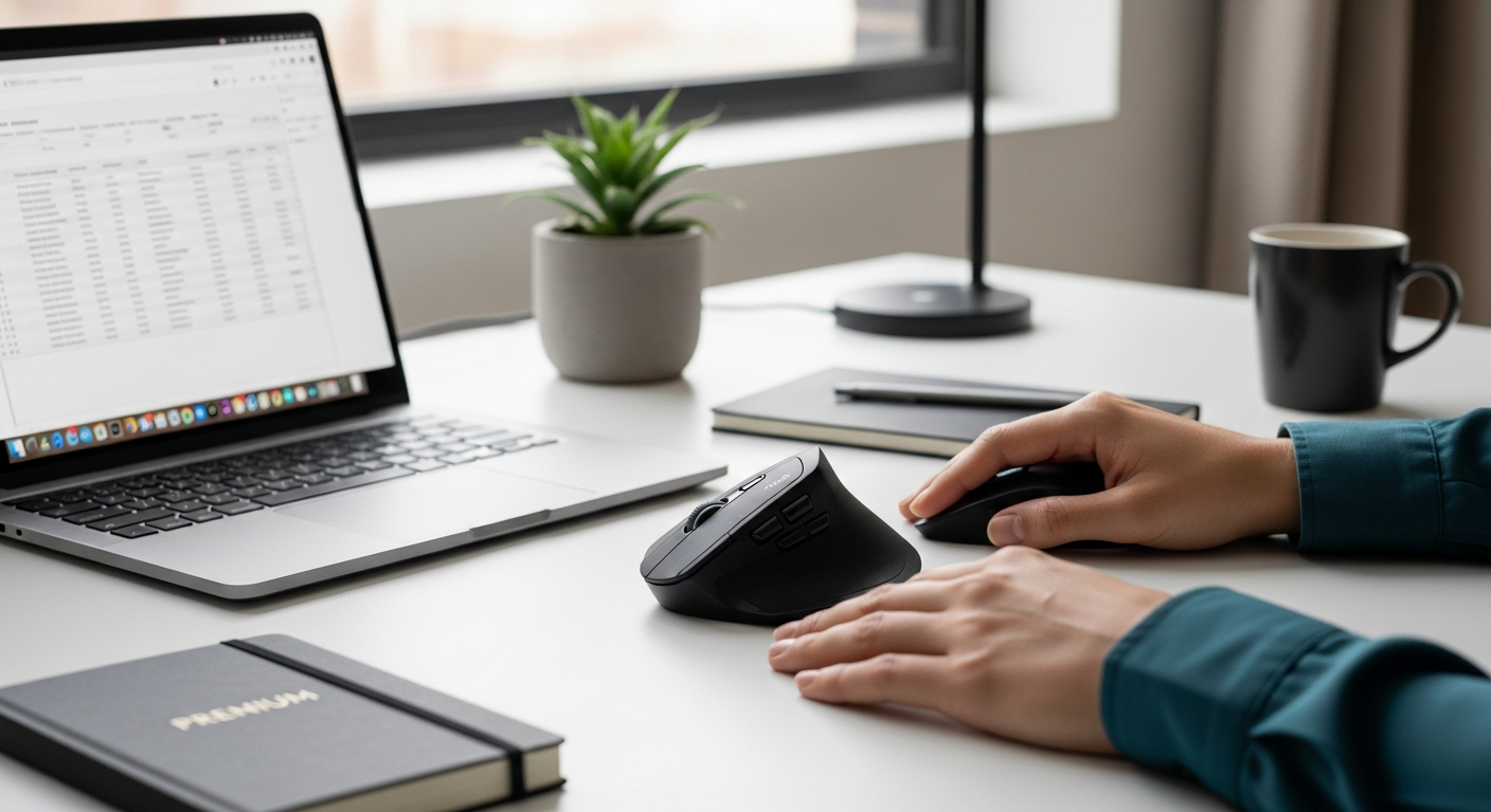 Logitech MX Vertical on a home office desk