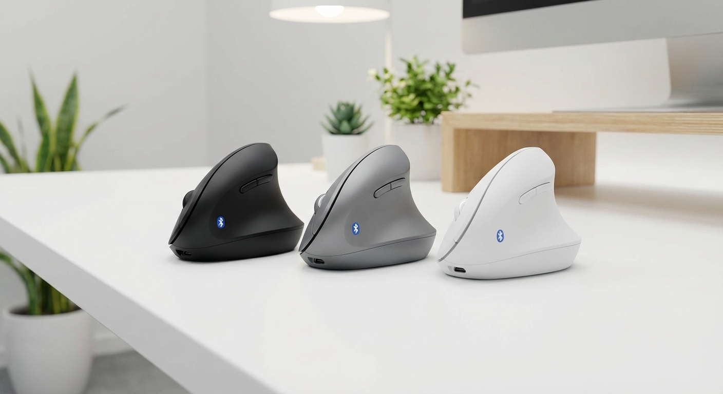 Five best wireless vertical mice with Bluetooth connectivity shown without dongles