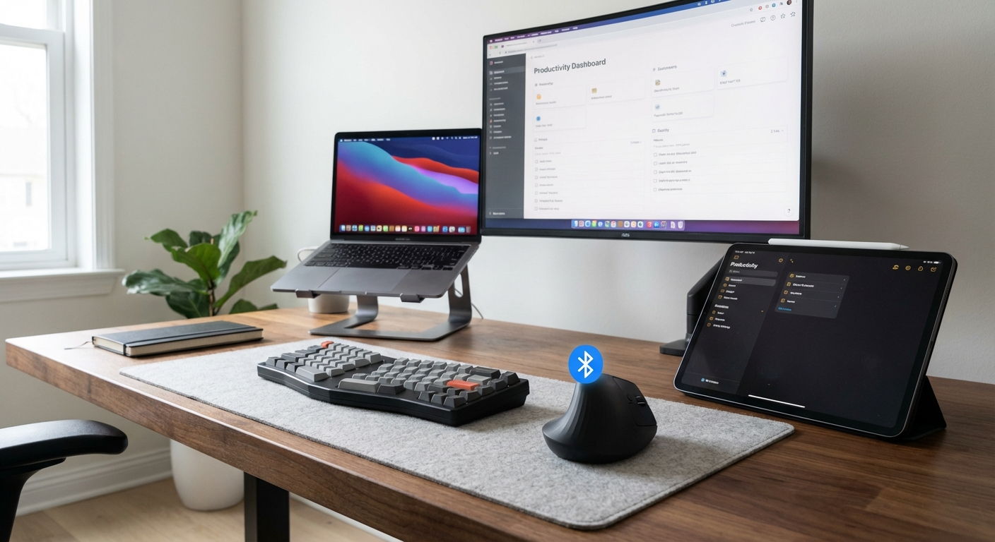 iClever TM209G showing Bluetooth and 2.4 GHz dual connectivity