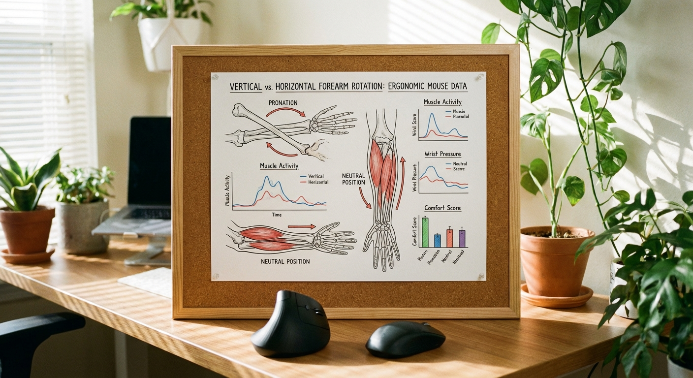 Ergonomic mouse comparison chart showing forearm rotation angles